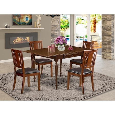 East West Furniture 5 Piece Monza Dining Table Set - Mahogany MZDU5-MAH-LC